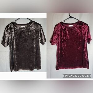 Lot Of 2 89th & Madison Size Medium Crushed Velvet Tops